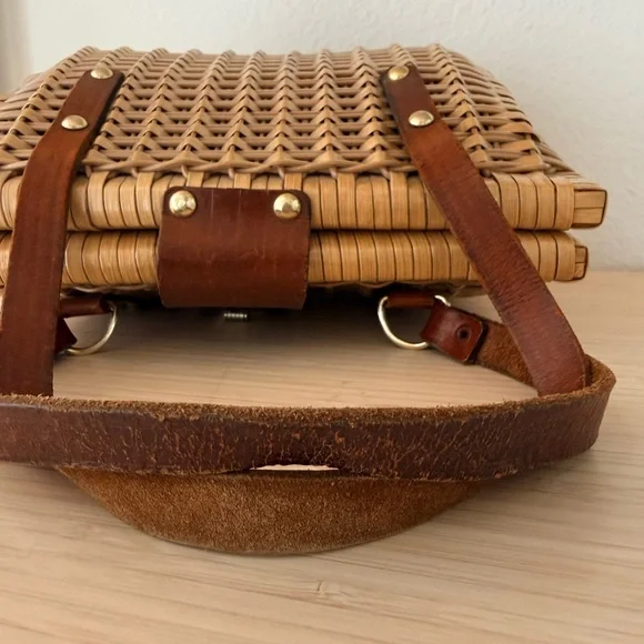 Vintage Woven Rattan Handbag Purse - Picture 7 of 9
